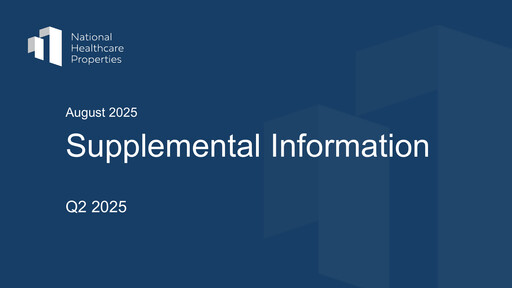 Miniature National Healthcare Properties Rapport trimestriel 2025-q2