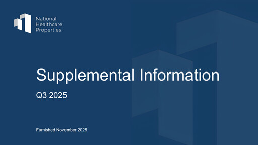 Miniature National Healthcare Properties Rapport trimestriel 2025-q3
