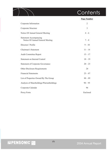 Thumbnail Pensonic Holdings Berhad Annual Report 2004