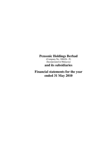 Thumbnail Pensonic Holdings Berhad Financial Statement 2010