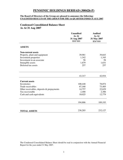 Thumbnail Pensonic Holdings Berhad Quarterly Report 2008-q1