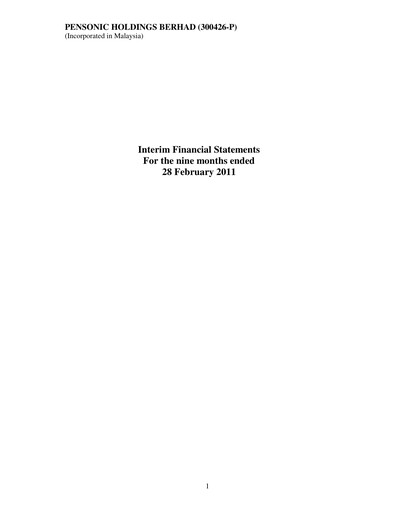 Thumbnail Pensonic Holdings Berhad Quarterly Report 2011-q3