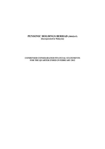 Thumbnail Pensonic Holdings Berhad Quarterly Report 2012-q3