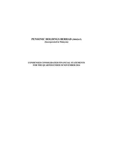 Thumbnail Pensonic Holdings Berhad Quarterly Report 2015-q2