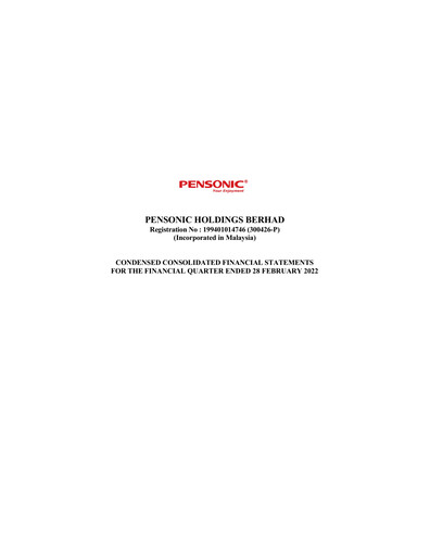 Thumbnail Pensonic Holdings Berhad Quarterly Report 2022-q3