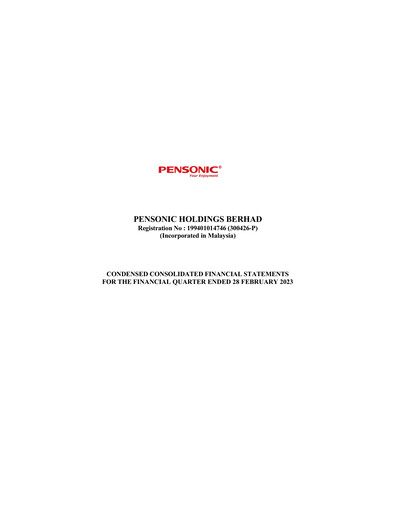 Thumbnail Pensonic Holdings Berhad Quarterly Report 2023-q3