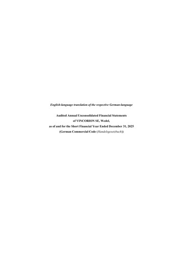 Thumbnail Vincorion SE Financial Statement 2025