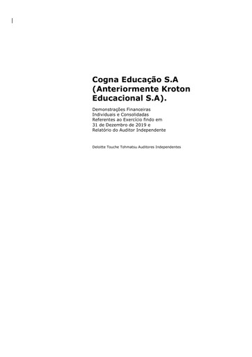 Thumbnail Cogna Educação Financial Statement 2019
