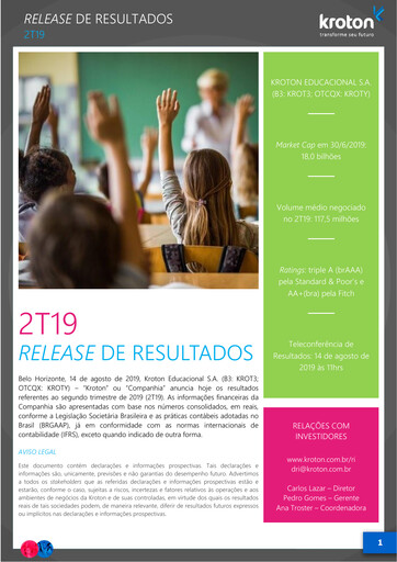 Thumbnail Cogna Educação Quarterly Report 2019-q2