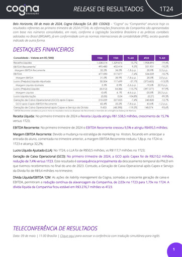 Thumbnail Cogna Educação Quarterly Report 2024-q1