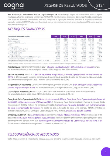 Thumbnail Cogna Educação Quarterly Report 2024-q3