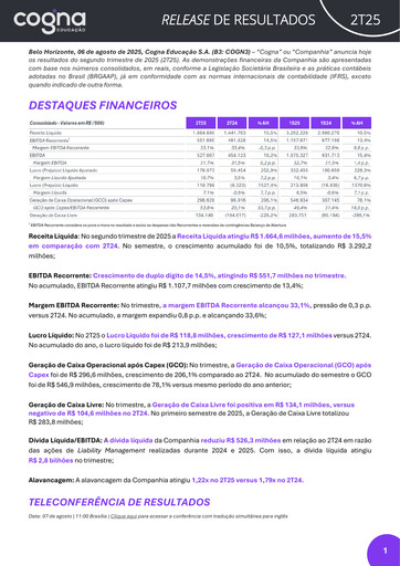 Thumbnail Cogna Educação Quarterly Report 2025-q2