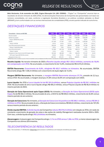 Thumbnail Cogna Educação Quarterly Report 2025-q3