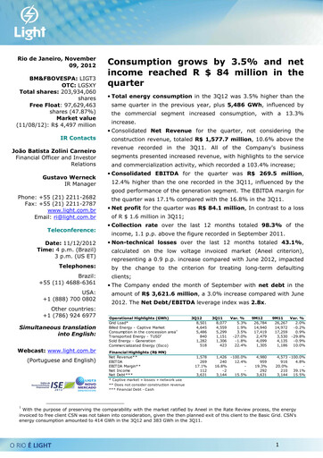 Vorschaubild Light S.A. Quartalsbericht 2012-q3