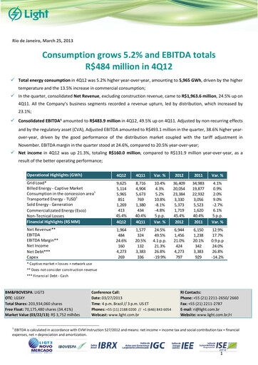Vorschaubild Light S.A. Quartalsbericht 2012-q4