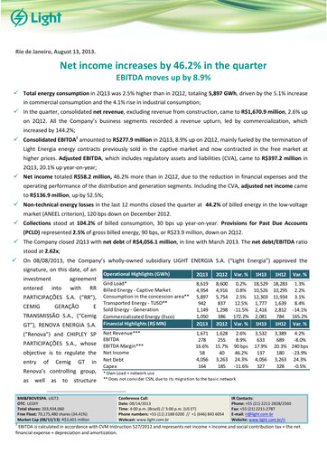 Vorschaubild Light S.A. Quartalsbericht 2013-q2