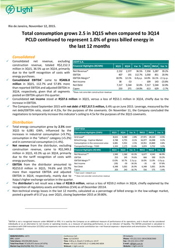 Vorschaubild Light S.A. Quartalsbericht 2015-q3
