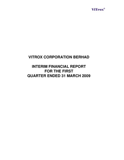 Thumbnail ViTrox Corporation Quarterly Report 2009-q1