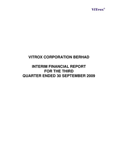 Thumbnail ViTrox Corporation Quarterly Report 2009-q3