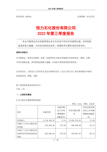Thumbnail Hengli Petrochemical Quarterly Report 2022-q3