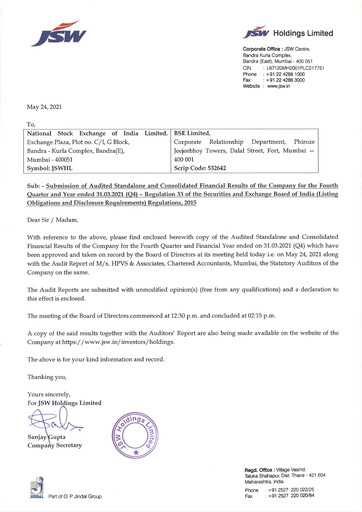 Thumbnail JSW Holdings Financial Statement 2020-2021