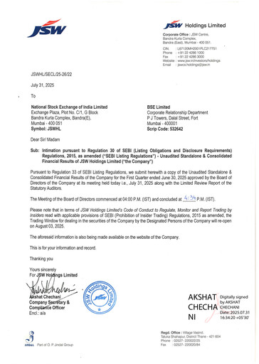 Thumbnail JSW Holdings Quarterly Report 2025-q1