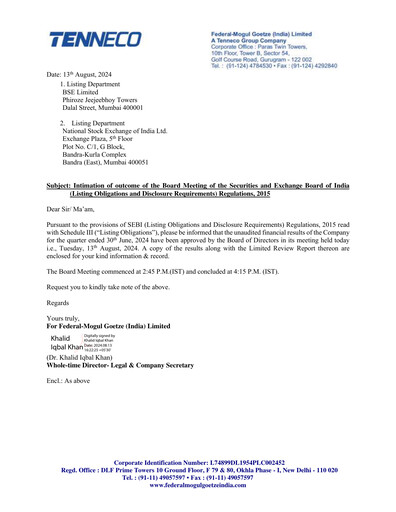 Thumbnail Federal-Mogul Goetze Quarterly Report 2024-q1