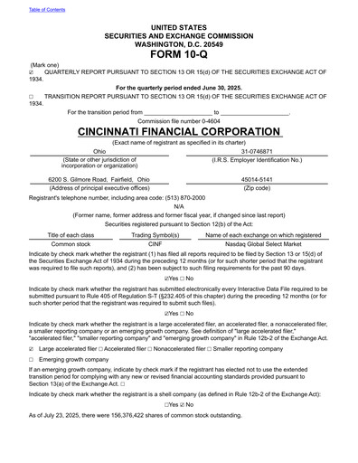 Vorschaubild Cincinnati Financial
 Quartalsbericht 2025-q2
