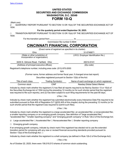 Vorschaubild Cincinnati Financial
 Quartalsbericht 2025-q3