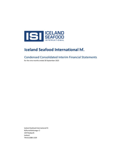 Thumbnail Iceland Seafood International Financial Statement 2025-9m