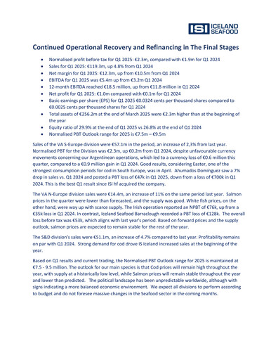 Thumbnail Iceland Seafood International Quarterly Report 2025-q1