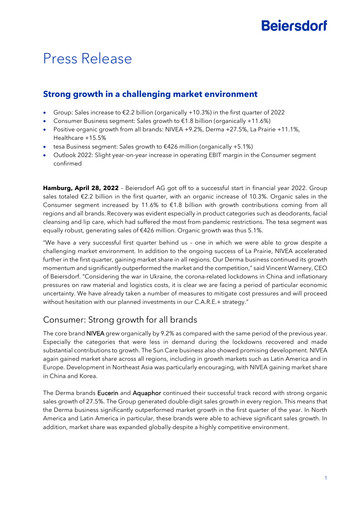 Thumbnail Beiersdorf Quarterly Report 2022-q1