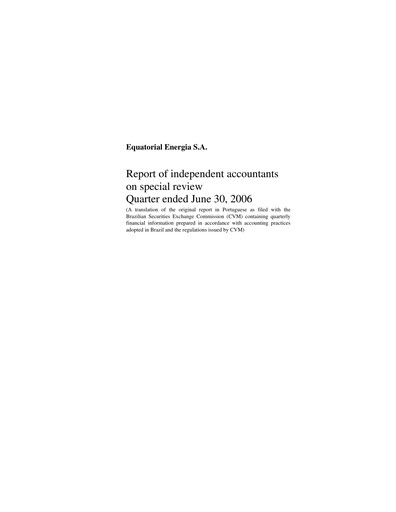 Thumbnail Equatorial Energia Quarterly Report 2006-q2