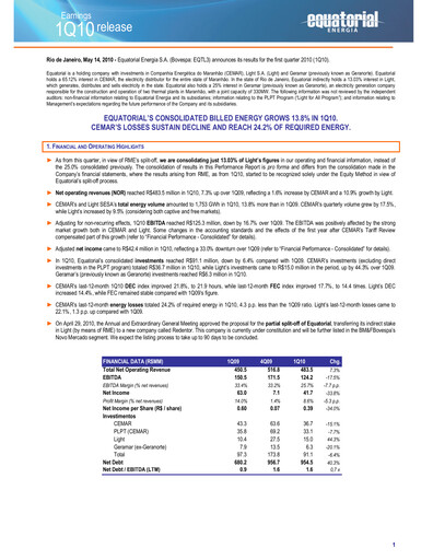Thumbnail Equatorial Energia Quarterly Report 2010-q1