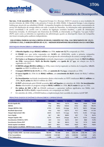 Thumbnail Equatorial Energia Quarterly Report 2006-q3