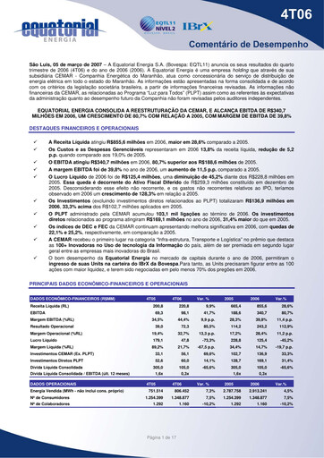 Thumbnail Equatorial Energia Quarterly Report 2006-q4