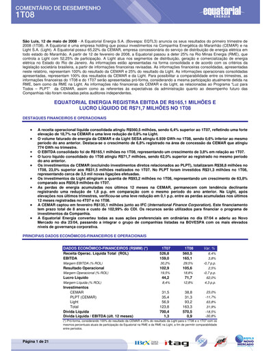 Thumbnail Equatorial Energia Quarterly Report 2008-q1