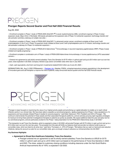 Thumbnail Precigen Quarterly Report 2022-q2