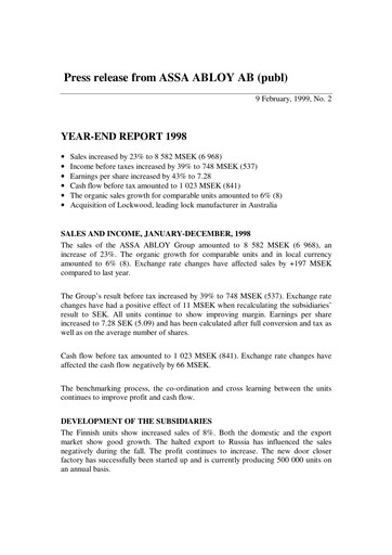 Thumbnail Assa Abloy
 Financial Statement 1998