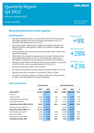 Thumbnail Assa Abloy
 Quarterly Report 2022-q4