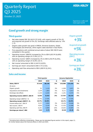 Thumbnail Assa Abloy
 Quarterly Report 2025-q3