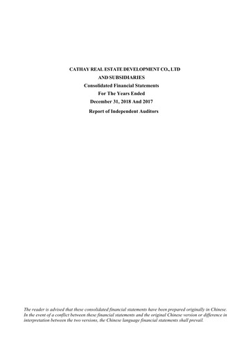 Thumbnail Cathay Real Estate Development Financial Statement 2018