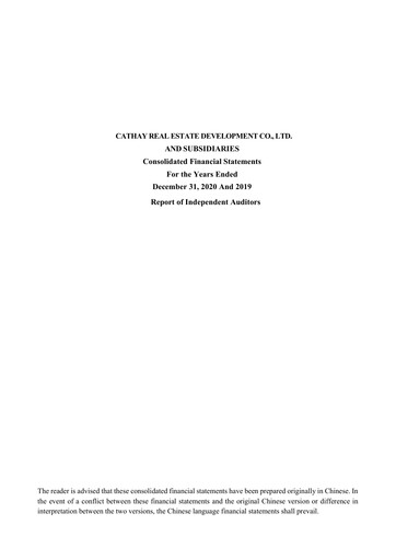 Thumbnail Cathay Real Estate Development Financial Statement 2020