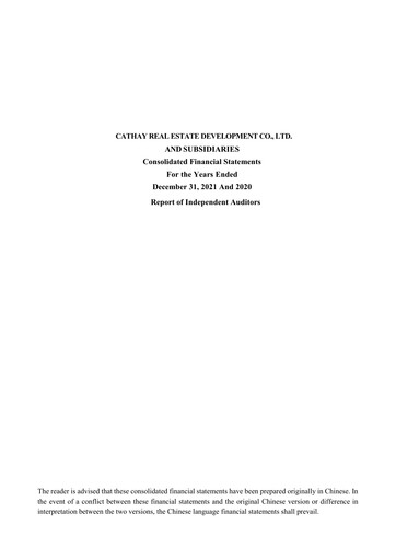 Thumbnail Cathay Real Estate Development Financial Statement 2021