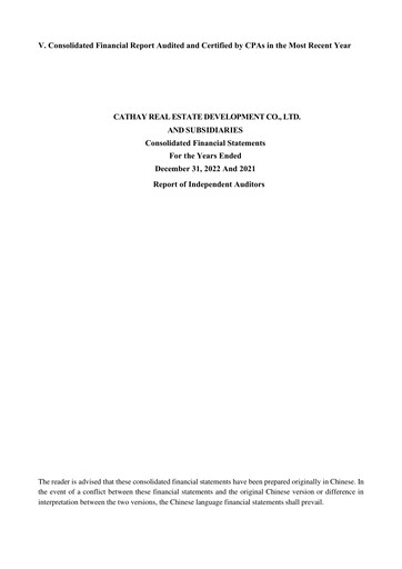 Thumbnail Cathay Real Estate Development Financial Statement 2022