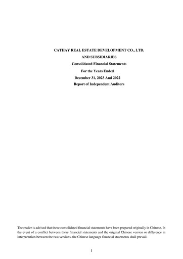 Thumbnail Cathay Real Estate Development Financial Statement 2023