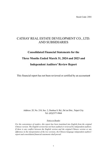 Thumbnail Cathay Real Estate Development Quarterly Report 2024-q1