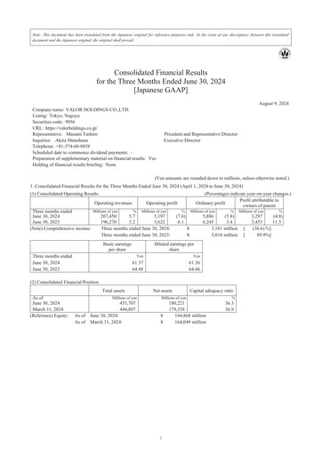 Vorschaubild Valor Holdings Quartalsbericht 2025-q1