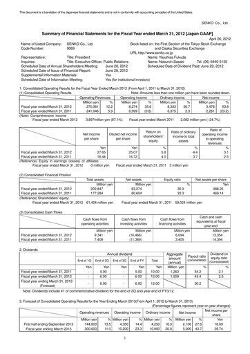 Vorschaubild SENKO Group Holdings Finanzmitteilung 2012