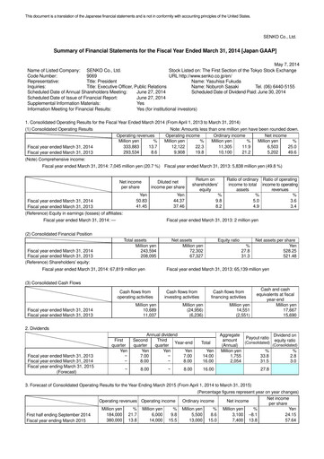 Vorschaubild SENKO Group Holdings Finanzmitteilung 2014